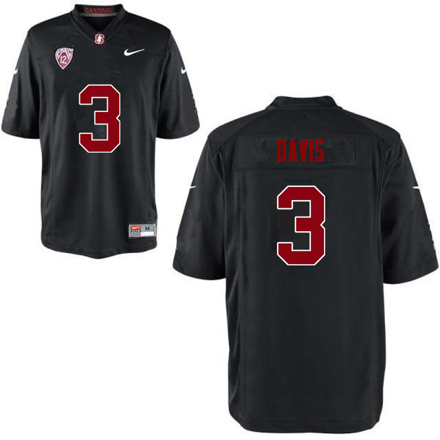 Men Stanford Cardinal #3 Noor Davis College Football Jerseys Sale-Black